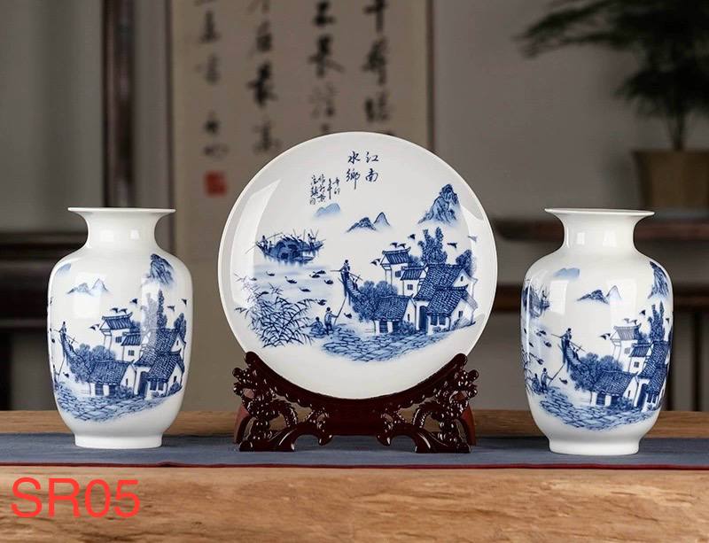 Jiangnan Water Village Ceramics Three-Piece Se
